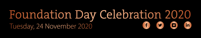 Foundation Day 2020 banner graphic in black and copper